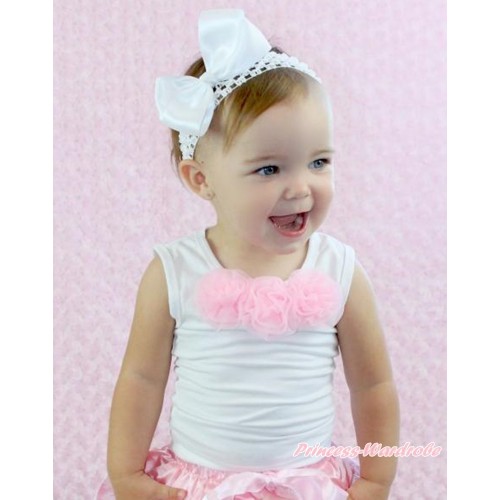 White Baby Pettitop with Light Pink Rosettes NT05 